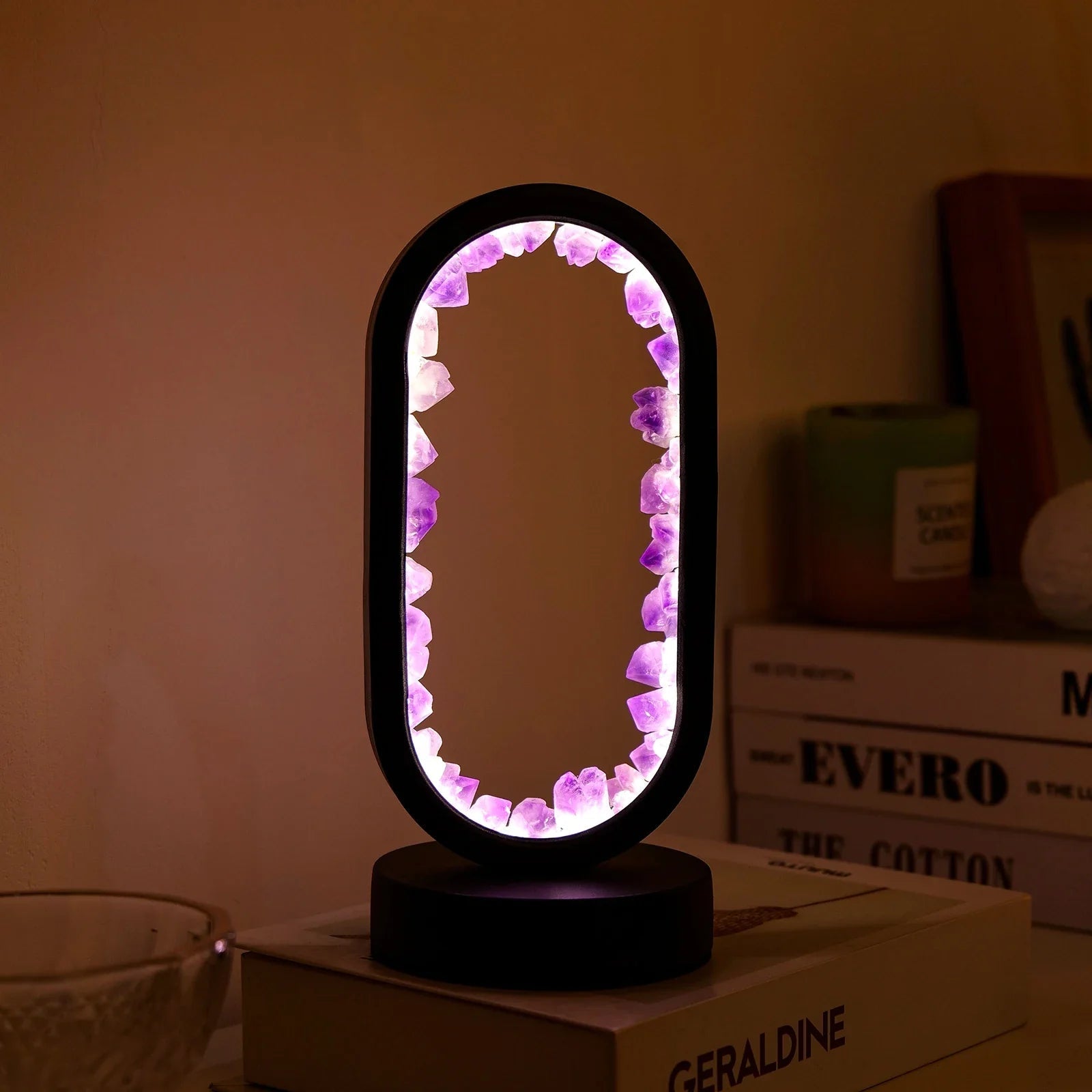 Bordlampe Ametyst Håndlavet Med Blød Belysning