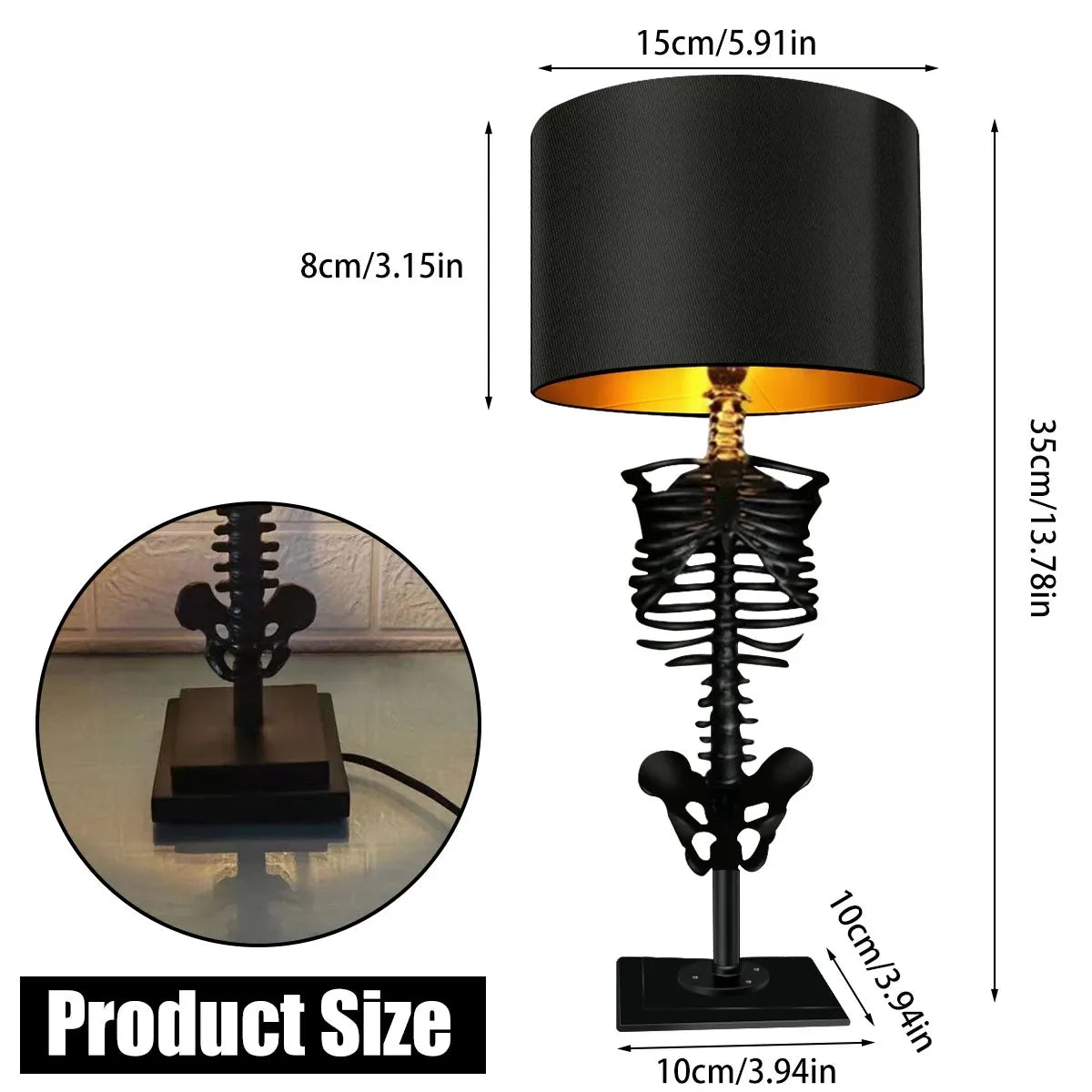 Bordlampe Gotisk Design med USB-Opladning til Stue og Soveværelse