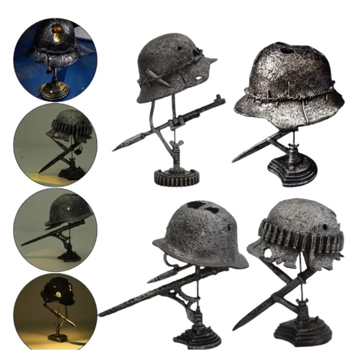 Bordlampe i Vintage Stål Hjelm Design