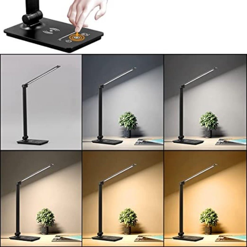 Bordlampe med Trådløs Opladning og Justerbar Lysstyrke