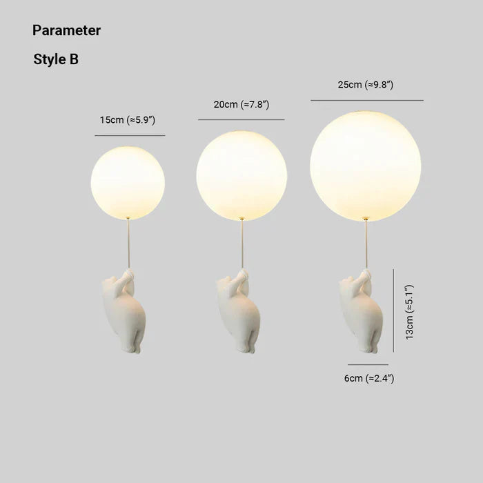 Børnelampe Hænge med Bjørn og Ballon Design