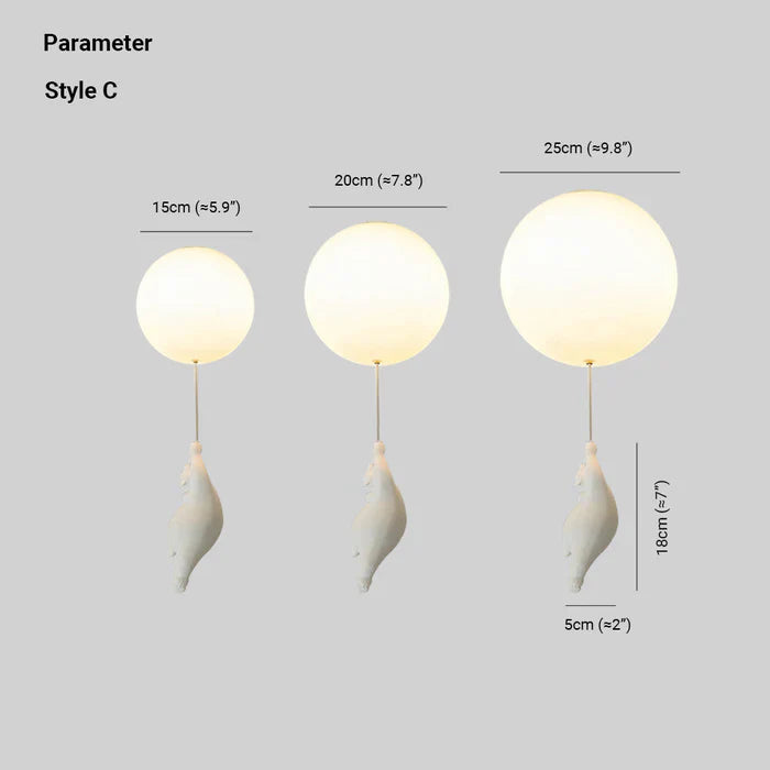 Børnelampe Hænge med Bjørn og Ballon Design