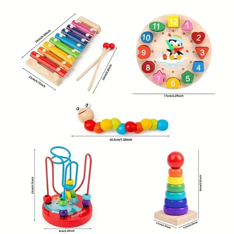 Børns 5-i-1 Montessori Legetøj Sæt til Kreativ Leg og Tidlig Udvikling