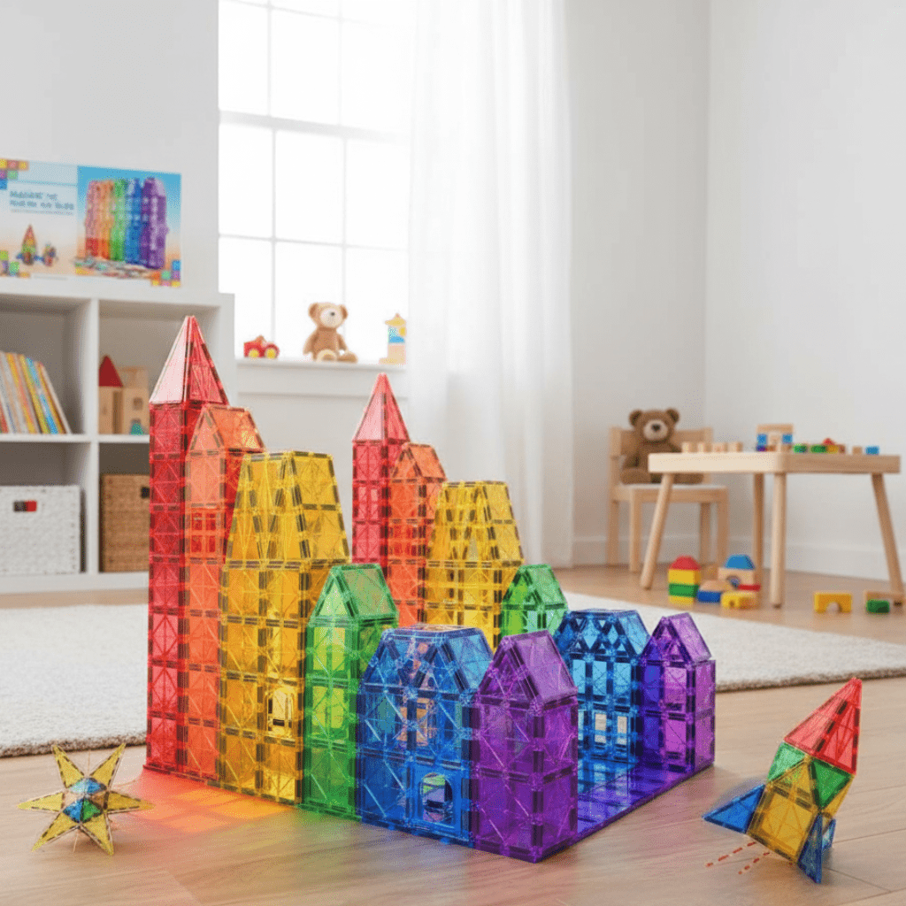 Børns Byggesæt Magnetiske Fliser i Montessori Stil