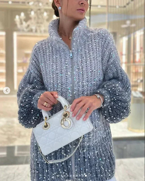 Sol Cardigan Kvinde – Elegant, Komfortabel & Sofistikeret Paillet Sweater