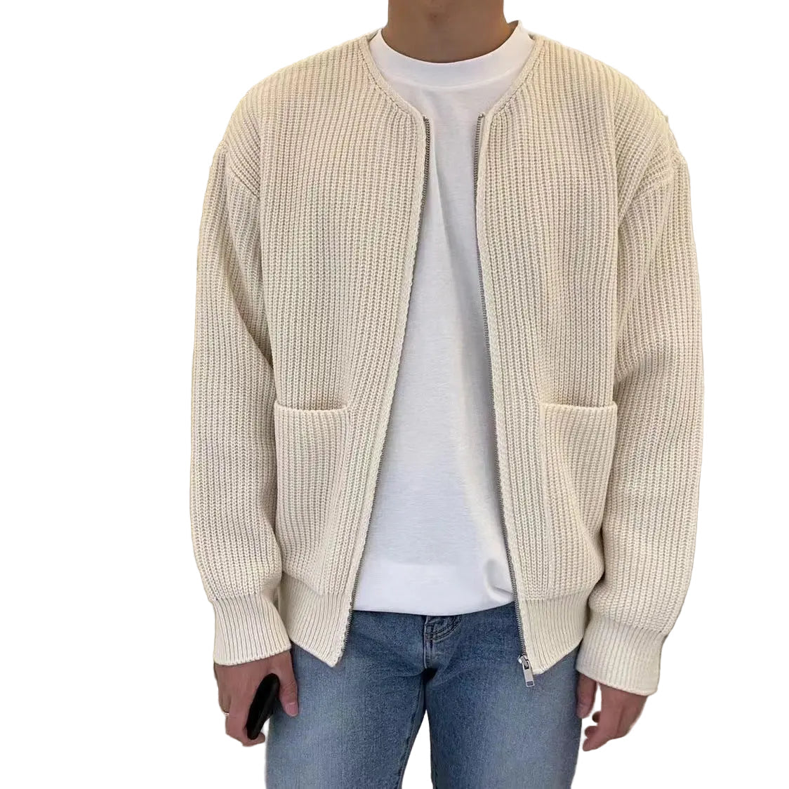 Cardigan Til Herre Strikket Casual Stil