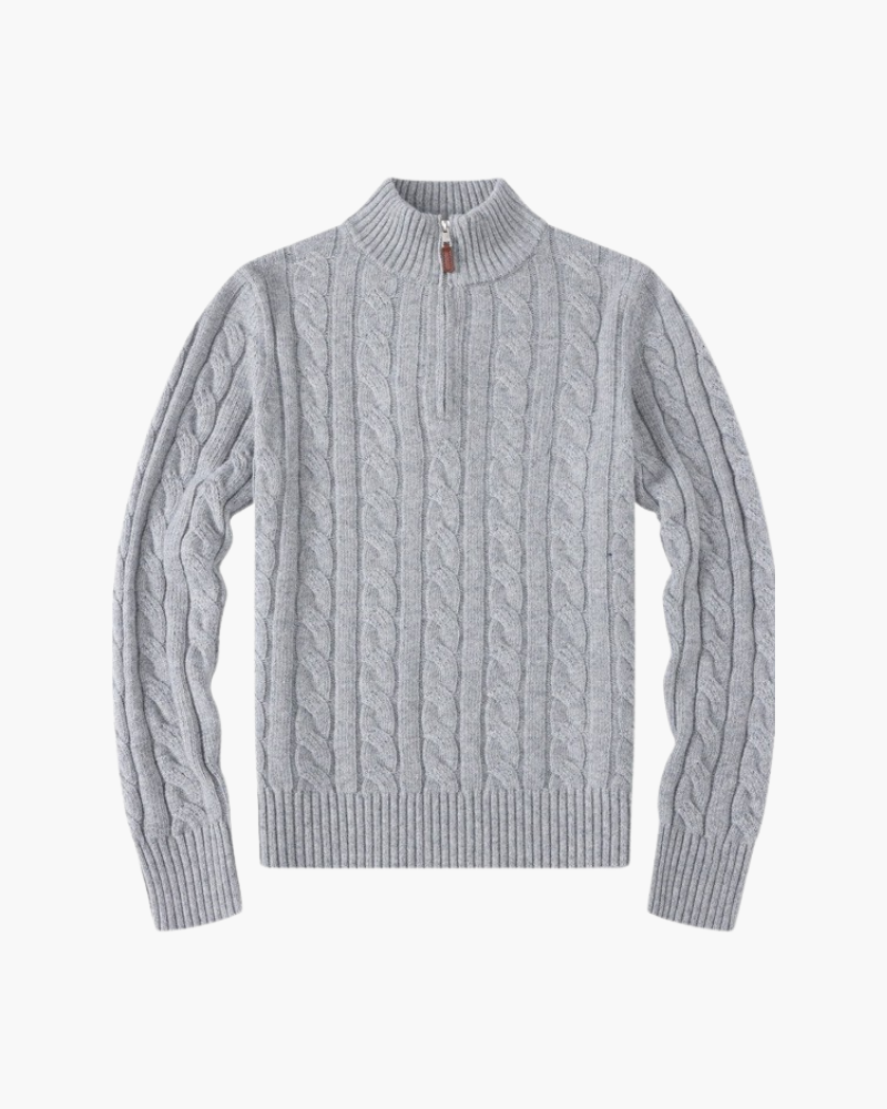 Cardigan Til Herre Zip-Up I Blødt Bomuld Med Høj Krave