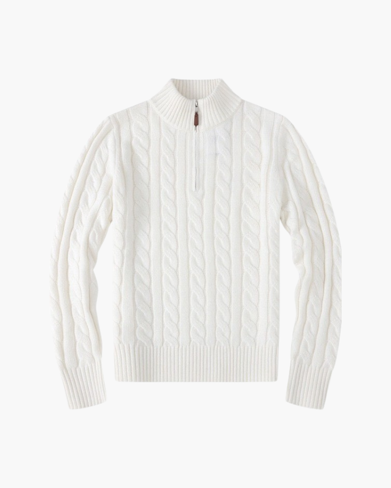 Cardigan Til Herre Zip-Up I Blødt Bomuld Med Høj Krave