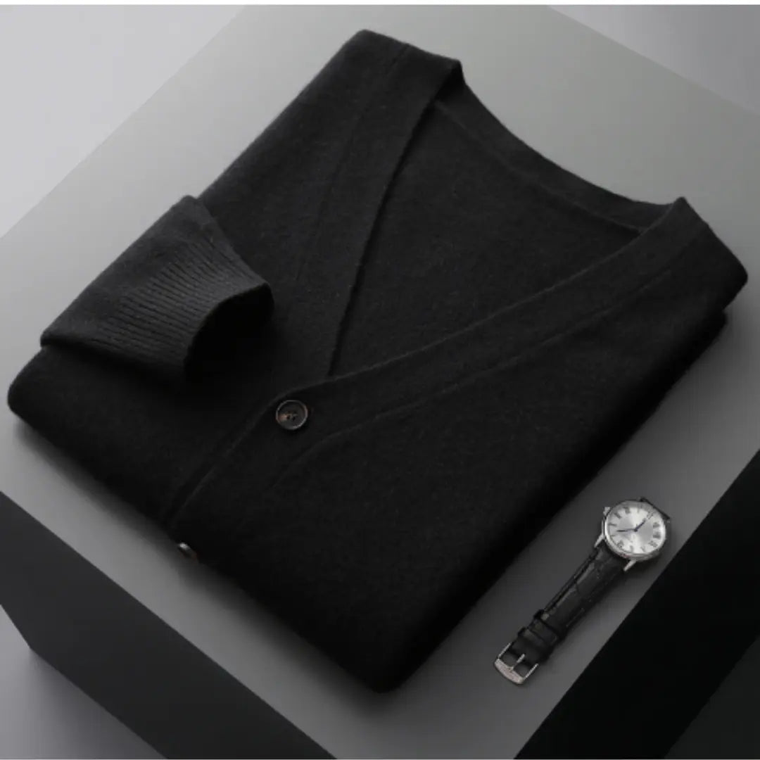 Cardigan til Herre med Tidløst Design og Knaplukning