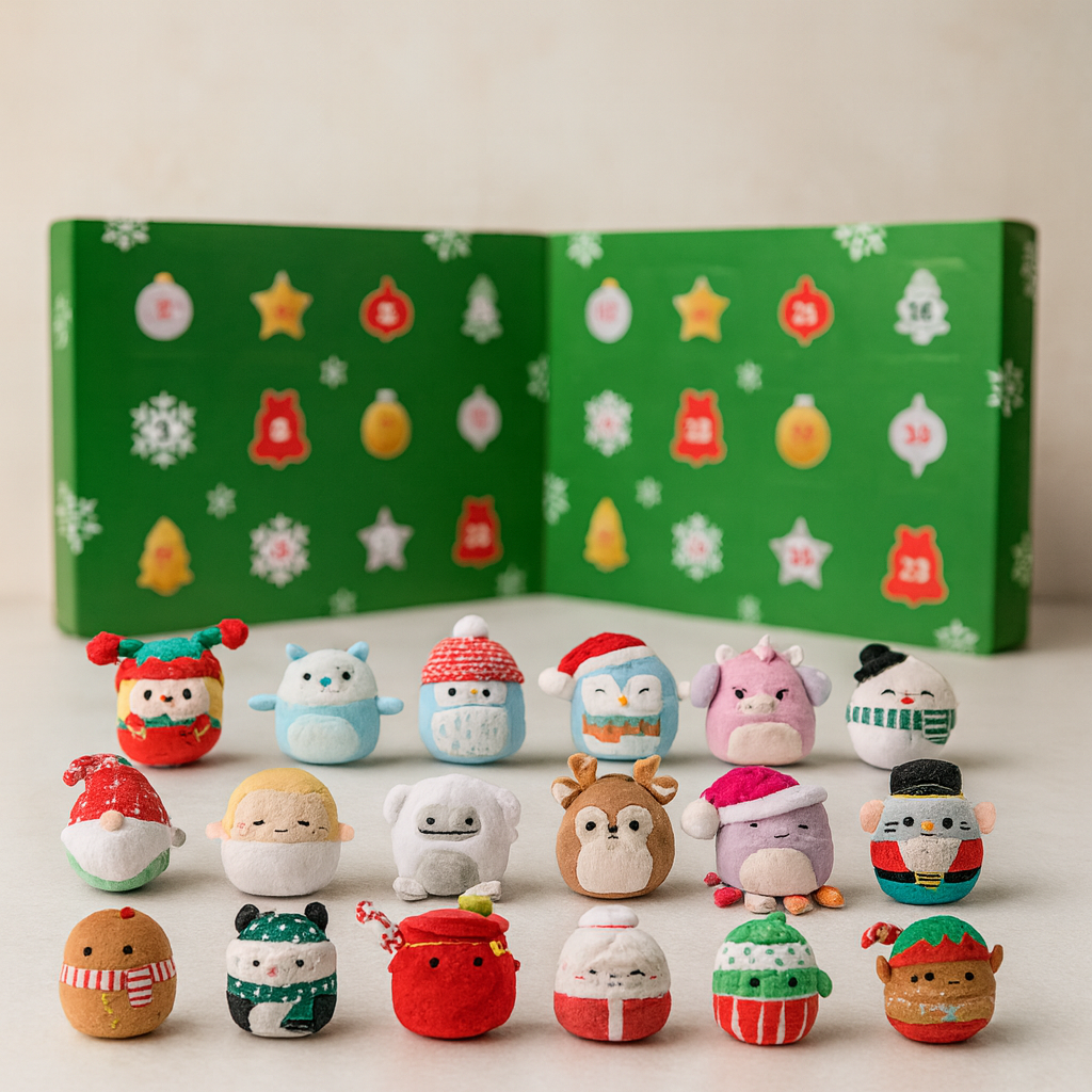 SquishJoy Ferie Overraskelsessæt | Festlig adventskalender fyldt med krammevenlige Squishmallows!