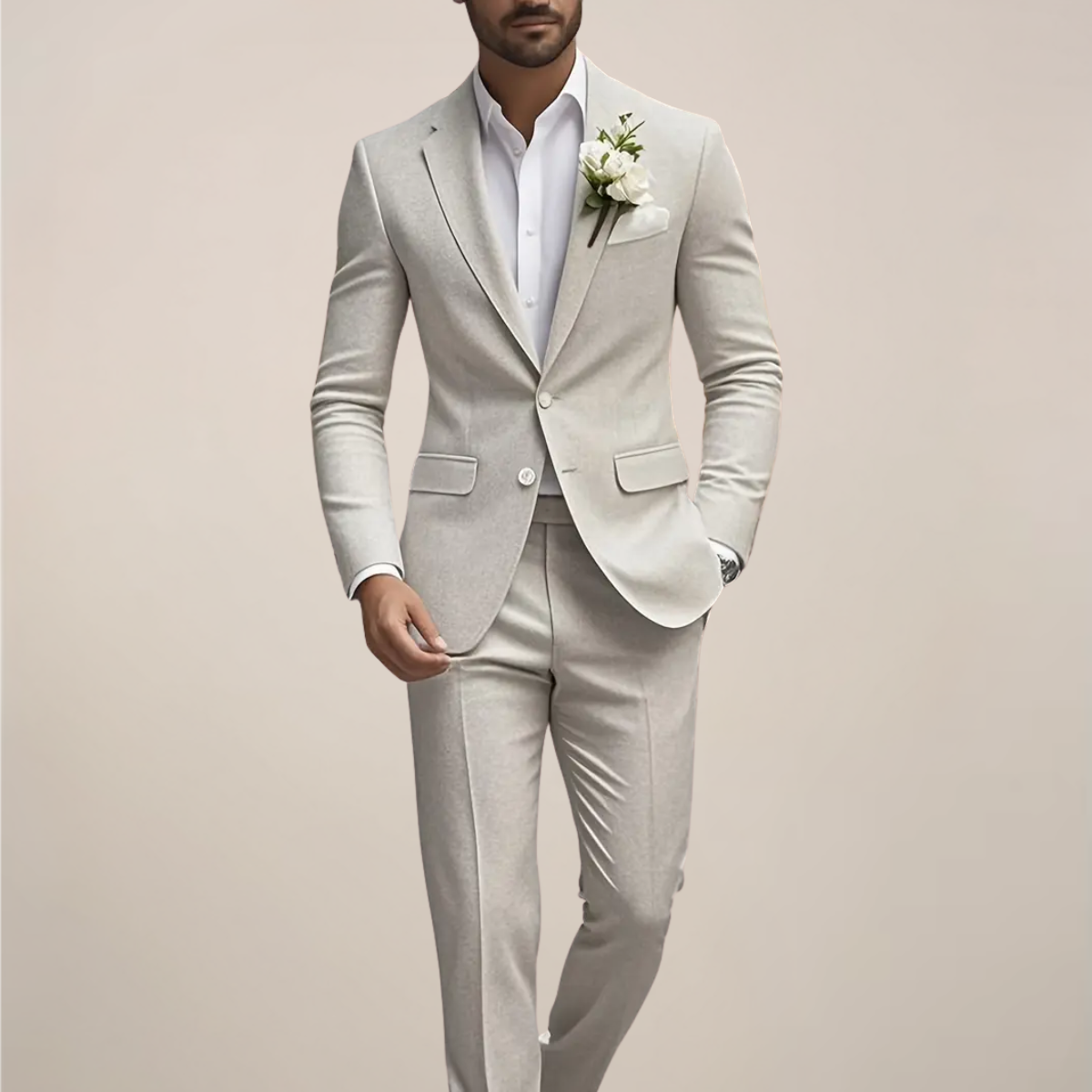 Lys Beige Slim Fit By Bryllupssæt – Herre Skræddersyet Formelt Tøj