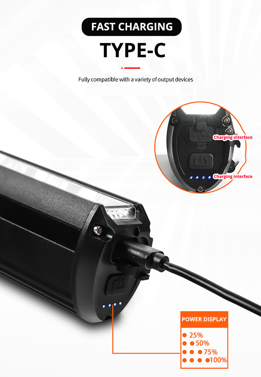 Cykellygte med Powerbank Funktion og Justerbare Lystilstande