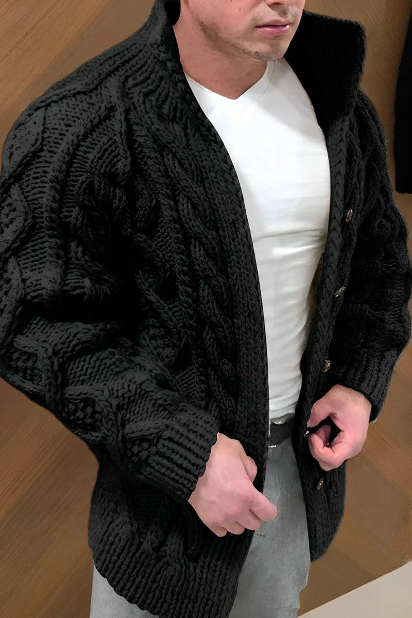 Trevor Herre Vest – Kabelstrikket Cardigan med Oversized Pasform & Tidløst Design