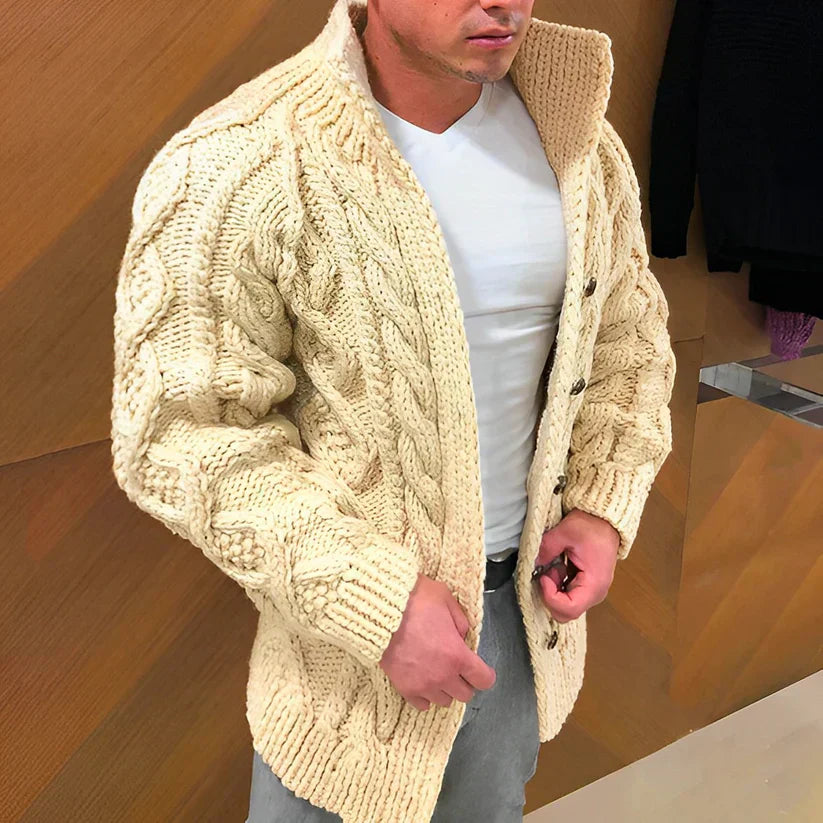 Trevor Herre Vest – Kabelstrikket Cardigan med Oversized Pasform & Tidløst Design