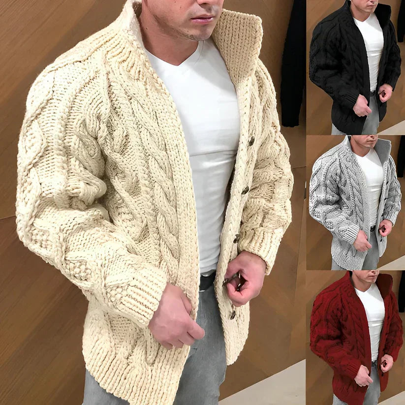 Trevor Herre Vest – Kabelstrikket Cardigan med Oversized Pasform & Tidløst Design