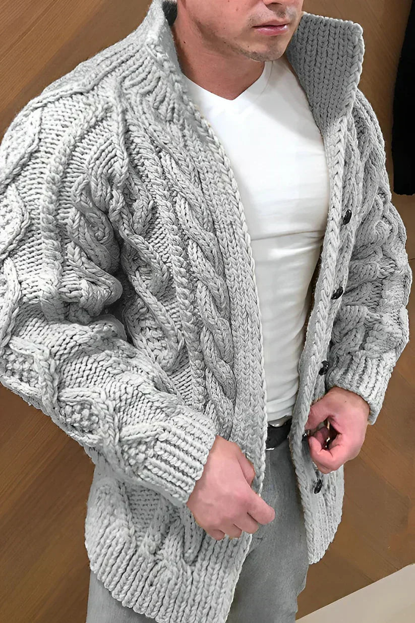 Trevor Herre Vest – Kabelstrikket Cardigan med Oversized Pasform & Tidløst Design