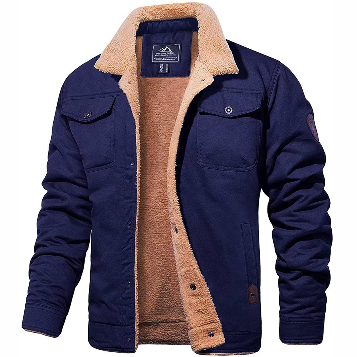 Henri Herre Vinterjakke – Varm Blouson med Sherpa Foder og Falsk Pels Krave