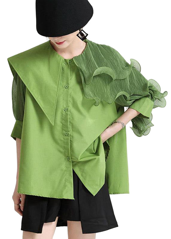 Kvinders Asymmetrisk Design Bluse med Halve Ærmer