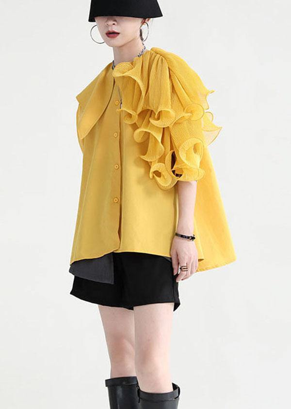 Kvinders Asymmetrisk Design Bluse med Halve Ærmer