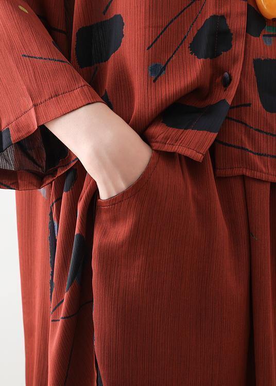 Kvinders Chiffon Sæt med Lang Krave og Tyndt Design