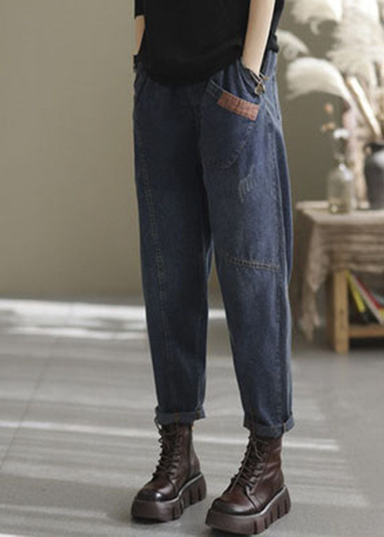 Kvinders Denim Bukser med Elastisk Talje og Lommer