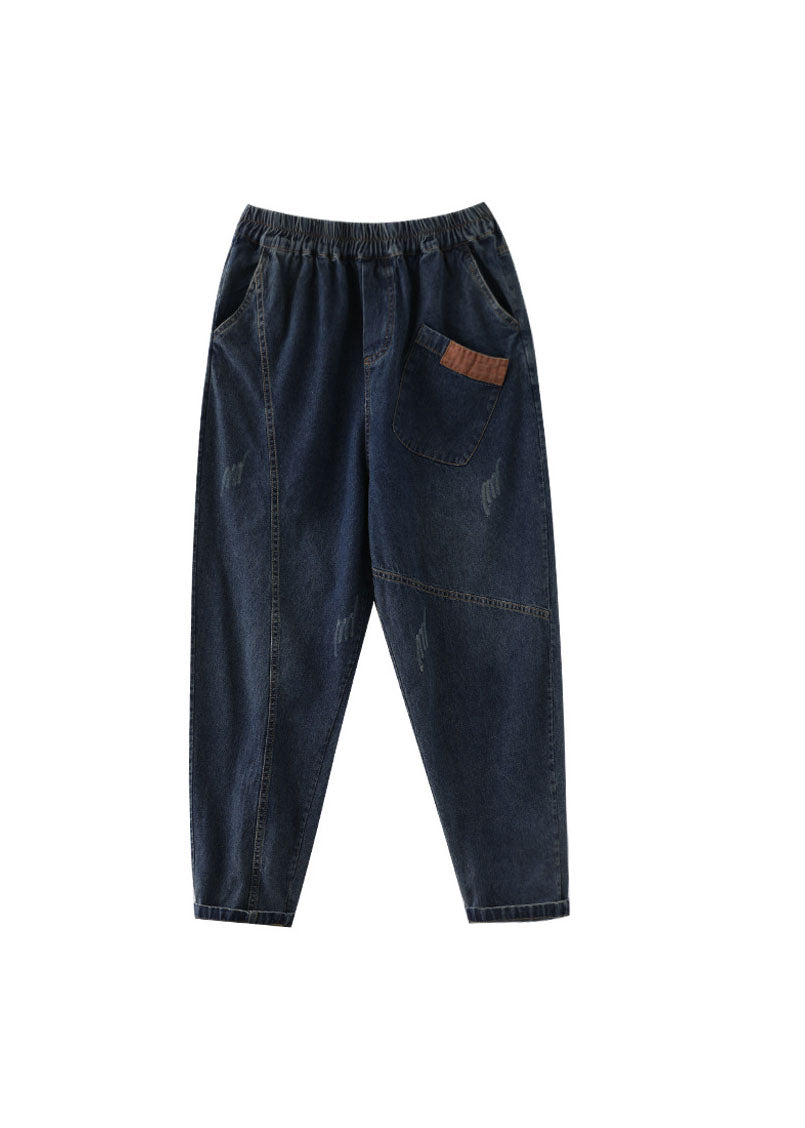 Kvinders Denim Bukser med Elastisk Talje og Lommer