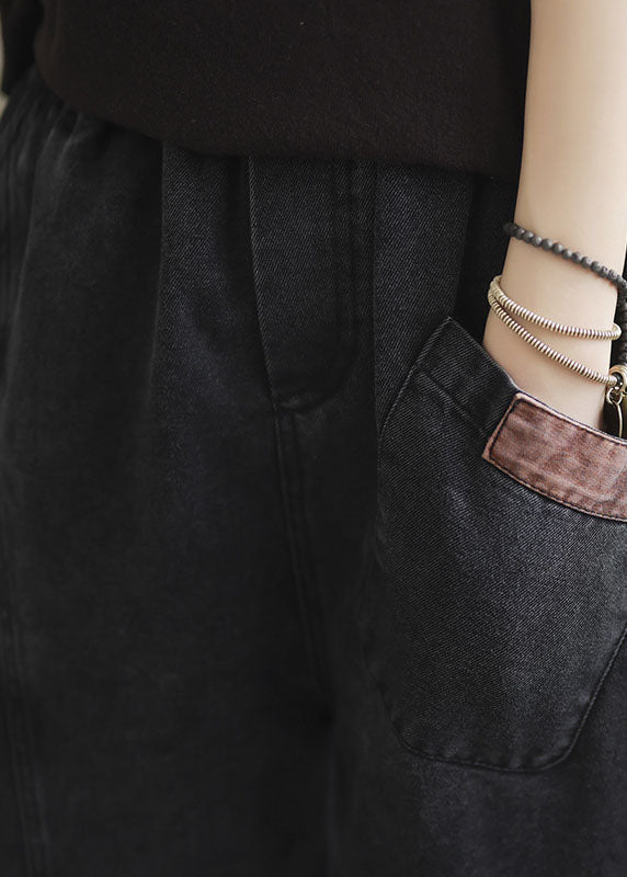 Kvinders Denim Bukser med Elastisk Talje og Lommer