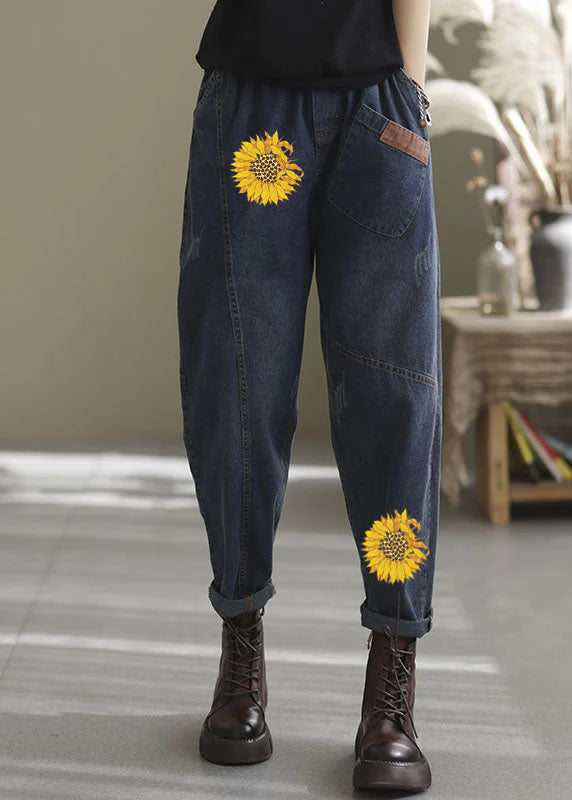 Kvinders Denim Bukser med Elastisk Talje og Lommer