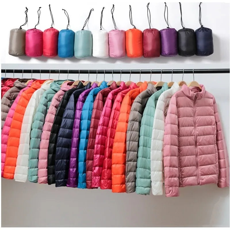 Kvinders Dunjakke Kort Quiltet Vinterjakke Puffer Parka
