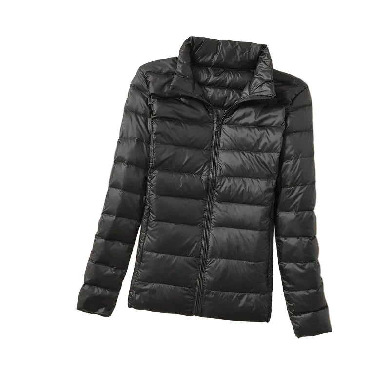 Kvinders Dunjakke Kort Quiltet Vinterjakke Puffer Parka