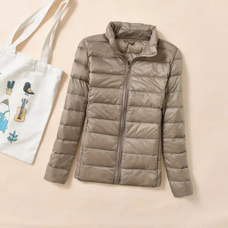 Kvinders Dunjakke Kort Quiltet Vinterjakke Puffer Parka
