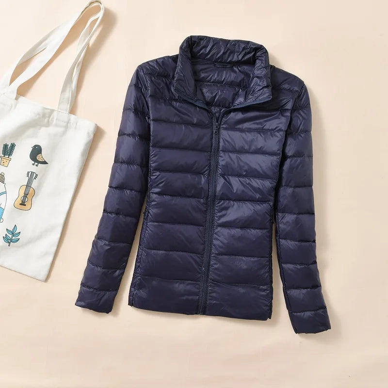 Kvinders Dunjakke Kort Quiltet Vinterjakke Puffer Parka