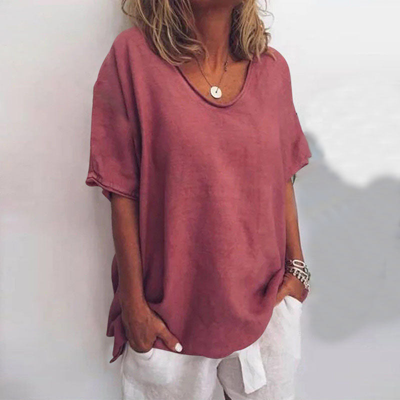 Dame Loose Fit Top Rund Hals Letvægts Stoffe Toppe Damer