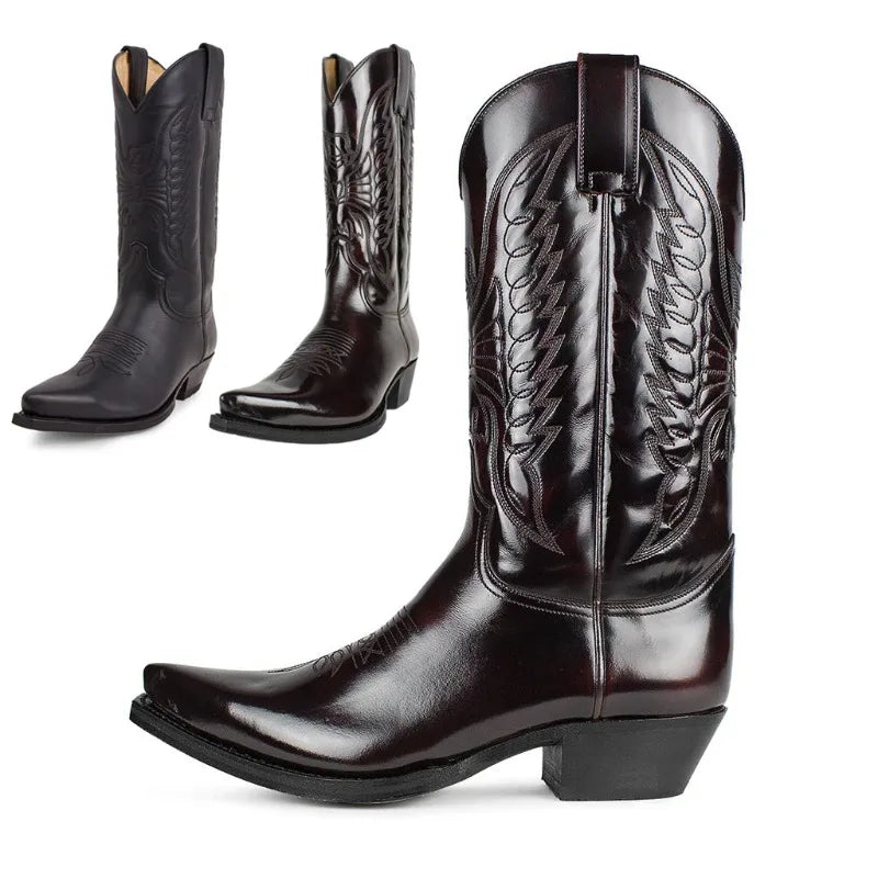 Kvinders Mid-calf Støvler Spidse Kunstlæder Western Stil