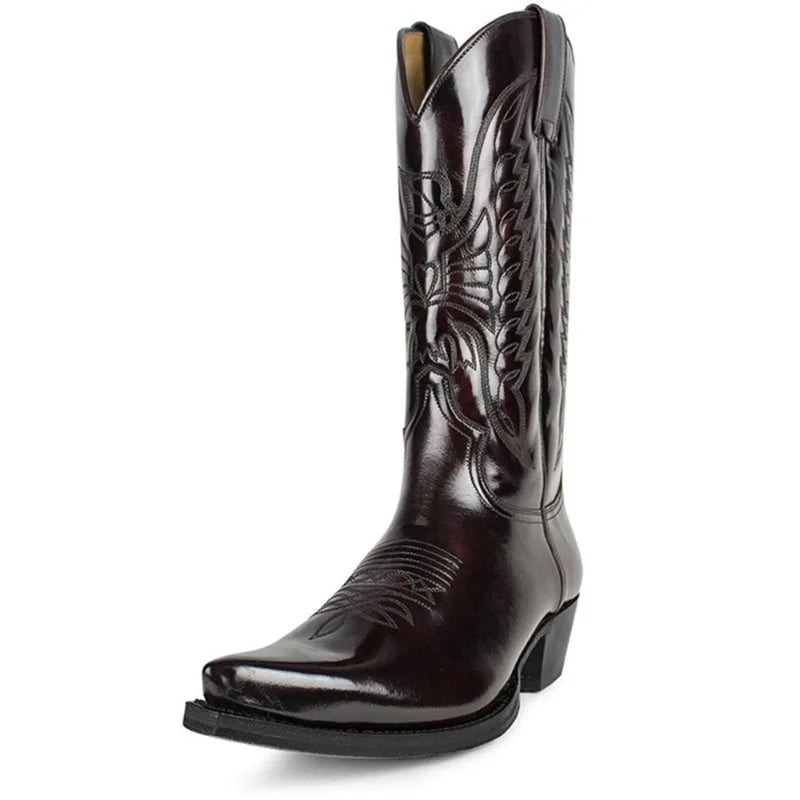 Kvinders Mid-calf Støvler Spidse Kunstlæder Western Stil