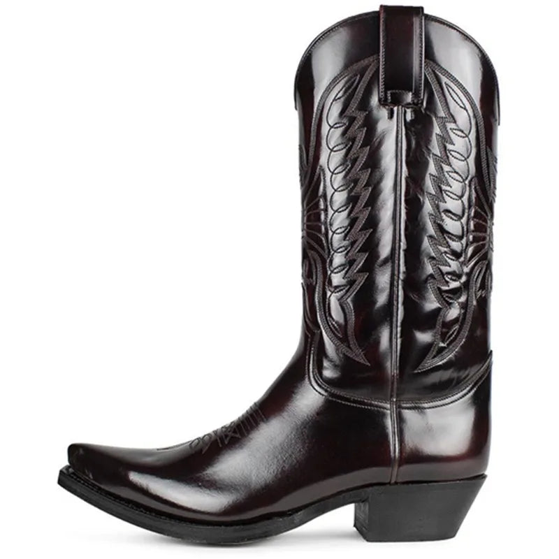 Kvinders Mid-calf Støvler Spidse Kunstlæder Western Stil