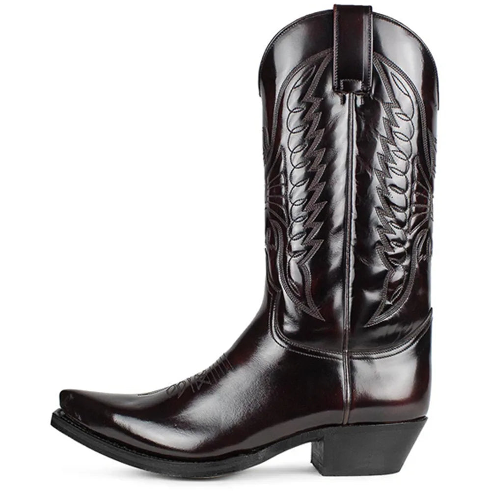 Kvinders Mid-calf Støvler Spidse Kunstlæder Western Stil
