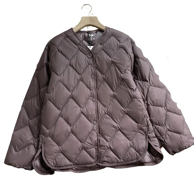 Dame Puffer Jakke Kraveløs Casual Løs Design