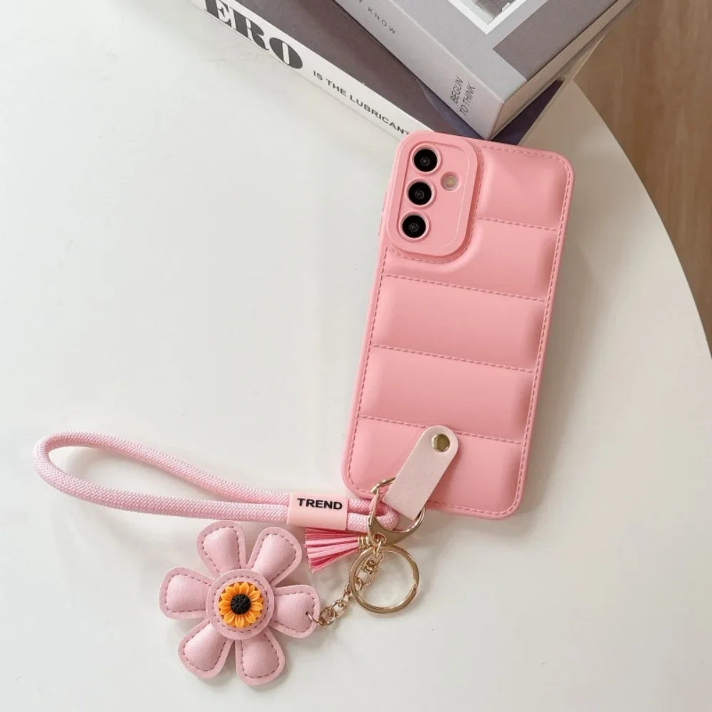 Dame Smartphone Note 20, S21, S22, S23, S24, S25, A15, A15, A34, A35, A54 Ultra, Håndledsrem Taske med Solsikke-Design
