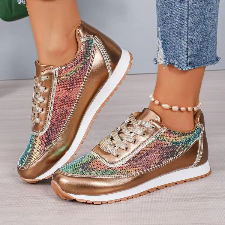 Kvinders Sneakers Glitrende Design Med Skridsikker Sål