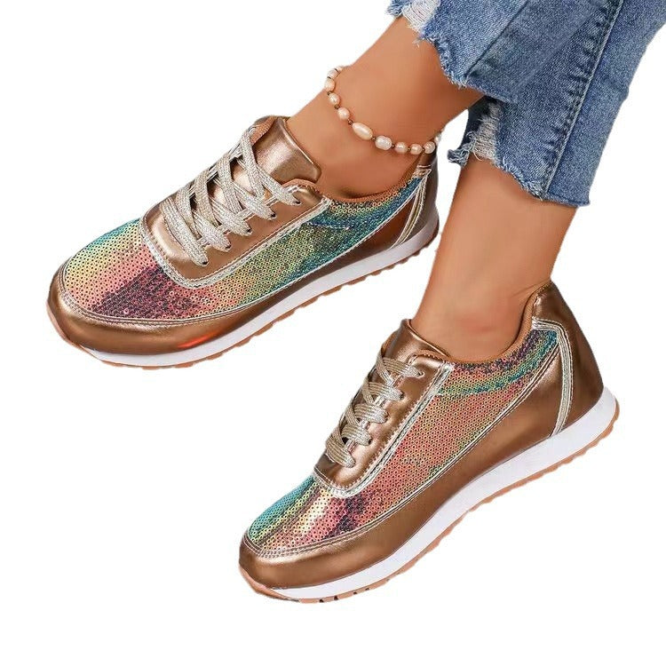 Kvinders Sneakers Glitrende Design Med Skridsikker Sål