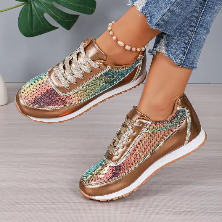 Kvinders Sneakers Glitrende Design Med Skridsikker Sål