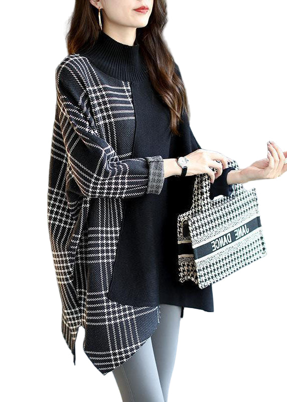 kvinder Striktrøje Asymmetrisk Patchwork Plaid Design