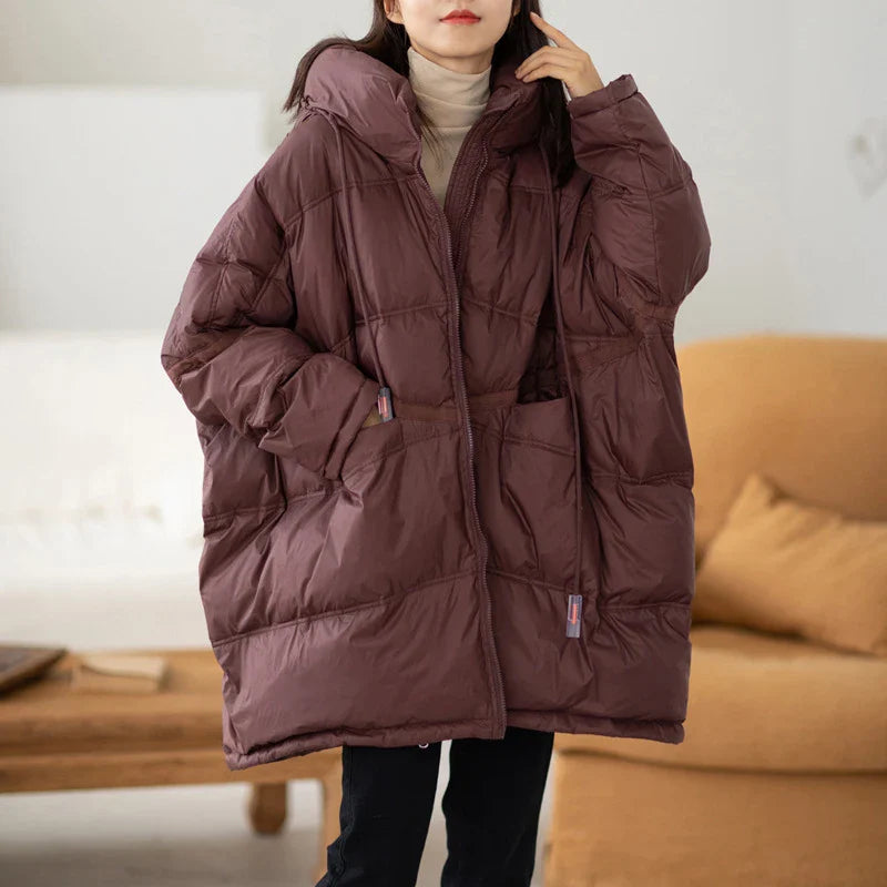 Dame Vinterjakke Oversize Puffer Med Hætte