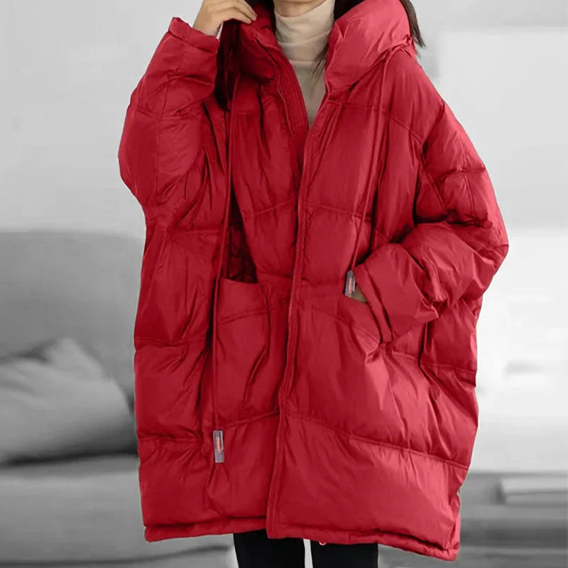 Dame Vinterjakke Oversize Puffer Med Hætte
