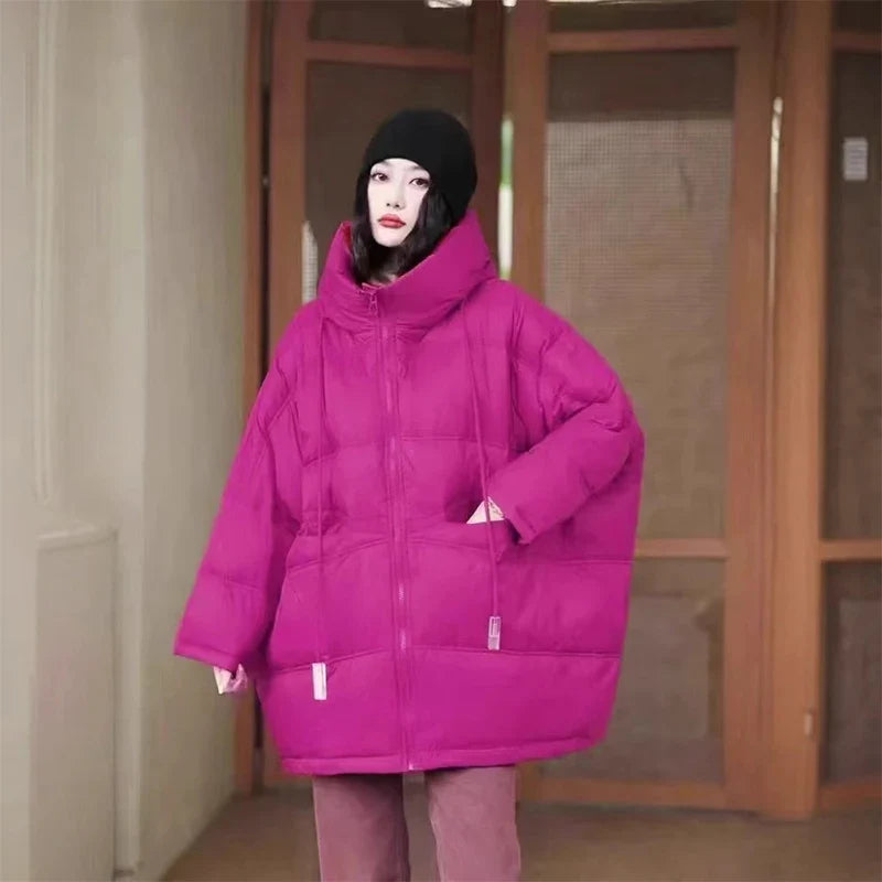 Dame Vinterjakke Oversize Puffer Med Hætte