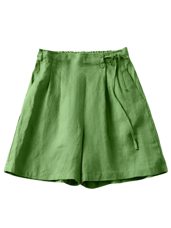 Damer Baggy Shorts Vævet Bomuld og Linned