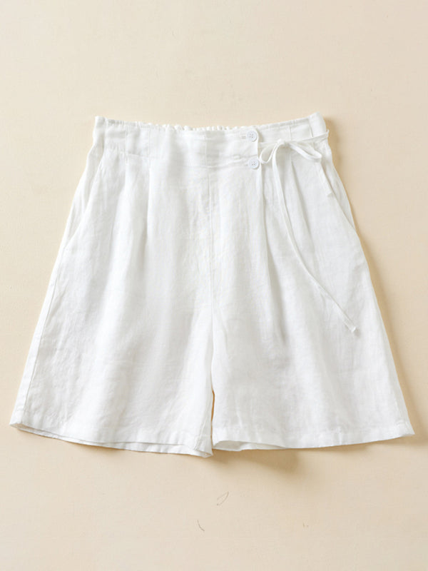 Damer Baggy Shorts Vævet Bomuld og Linned