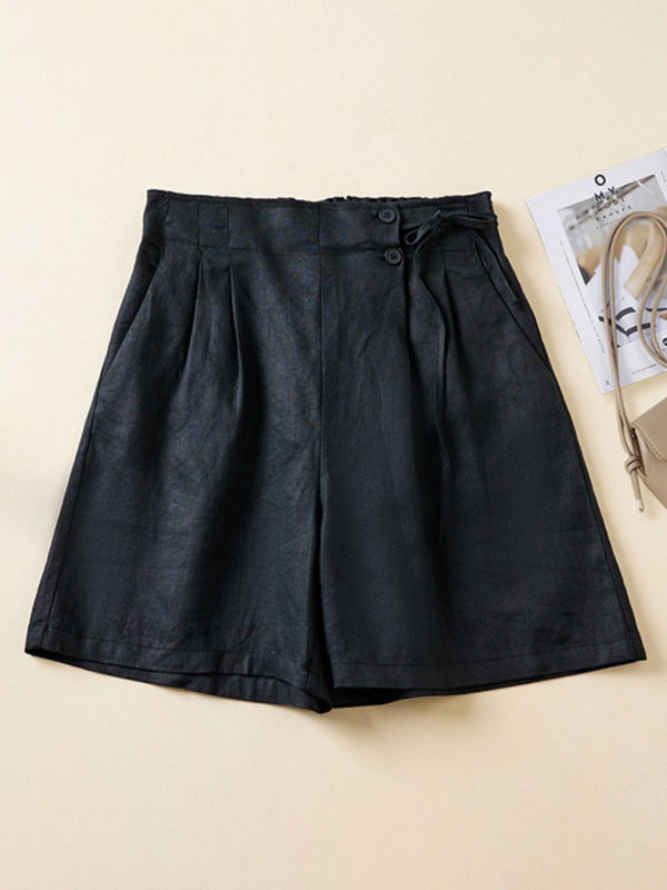 Damer Baggy Shorts Vævet Bomuld og Linned