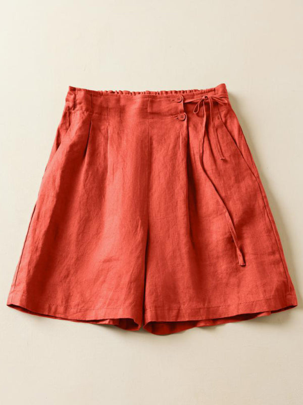 Damer Baggy Shorts Vævet Bomuld og Linned